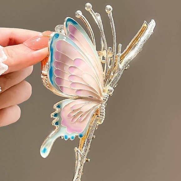 Boho Womens Butterfly Design Sweet Style Hair Claw - Picture 3 of 4
